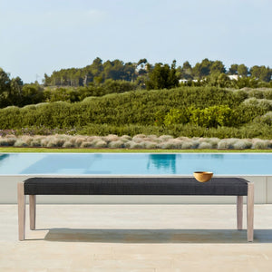 English Elm Ethre Eucalyptus Wood Bench with Woven Rope Back for Patio Garden or Entryway B2736P511332