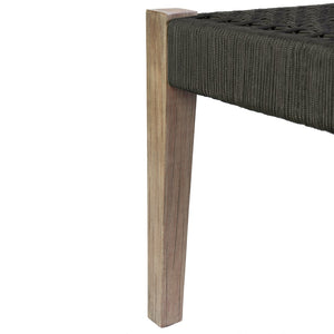 English Elm Ethre Eucalyptus Wood Bench with Woven Rope Back for Patio Garden or Entryway B2736P511332