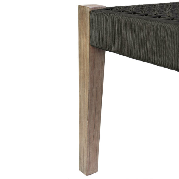 English Elm Ethre Eucalyptus Wood Bench with Woven Rope Back for Patio Garden or Entryway B2736P511332