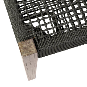 English Elm Ethre Eucalyptus Wood Bench with Woven Rope Back for Patio Garden or Entryway B2736P511332