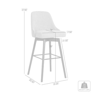 English Elm Cylis Upholstered Swivel Counterstool with Wood Base and Padded Gray Fabric Seat B2736P511333