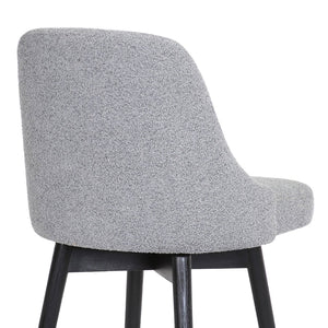 English Elm Cylis Upholstered Swivel Counterstool with Wood Base and Padded Gray Fabric Seat B2736P511333