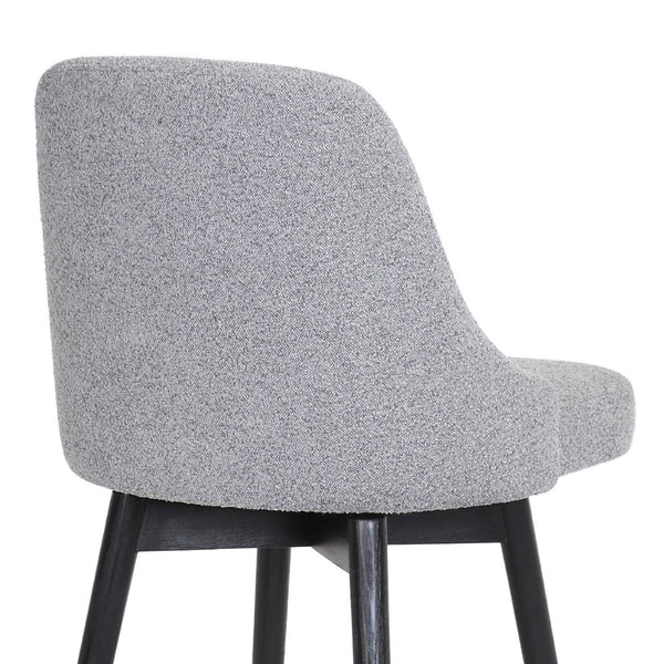 English Elm Cylis Upholstered Swivel Counterstool with Wood Base and Padded Gray Fabric Seat B2736P511333