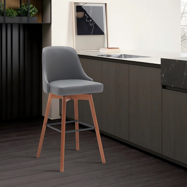 English Elm Cylis Swivel Counterstool with Walnut Base Faux Leather Seat for Kitchen Islands B2736P511334