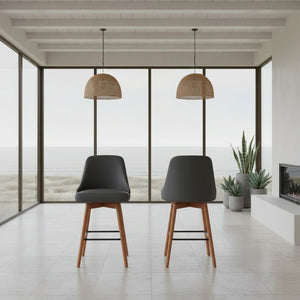 English Elm Cylis Swivel Counterstool with Walnut Base Faux Leather Seat for Kitchen Islands B2736P511334