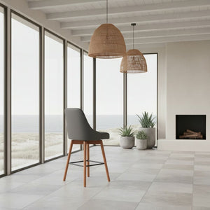 English Elm Cylis Swivel Counterstool with Walnut Base Faux Leather Seat for Kitchen Islands B2736P511334