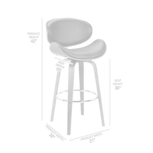 English Elm Vlang Mid-century Swivel Counter Stool Faux Leather Seat Walnut Wood Frame B2736P511335