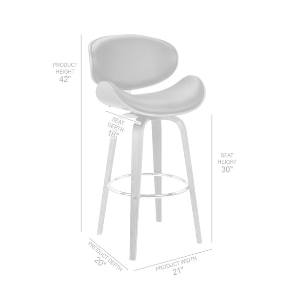 English Elm Vlang Mid-century Swivel Counter Stool Faux Leather Seat Walnut Wood Frame B2736P511335