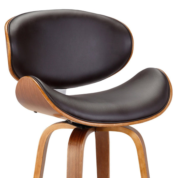 English Elm Vlang Mid-century Swivel Counter Stool Faux Leather Seat Walnut Wood Frame B2736P511335