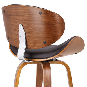 English Elm Vlang Mid-century Swivel Counter Stool Faux Leather Seat Walnut Wood Frame B2736P511335