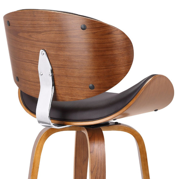 English Elm Vlang Mid-century Swivel Counter Stool Faux Leather Seat Walnut Wood Frame B2736P511335