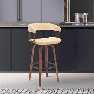 English Elm Gatopa Swivel Barstool Walnut Frame Faux Leather Seat Bronze Footrest Kitchen B2736P511336