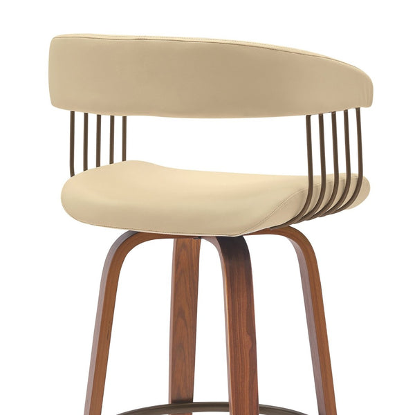 English Elm Gatopa Swivel Barstool Walnut Frame Faux Leather Seat Bronze Footrest Kitchen B2736P511336
