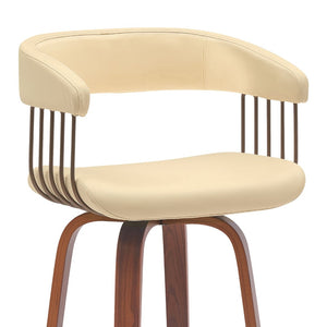 English Elm Gatopa Swivel Barstool Walnut Frame Faux Leather Seat Bronze Footrest Kitchen B2736P511336