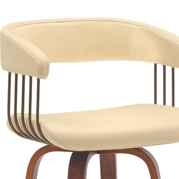 English Elm Gatopa Swivel Barstool Walnut Frame Faux Leather Seat Bronze Footrest Kitchen B2736P511336