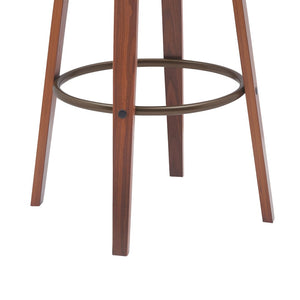 English Elm Gatopa Swivel Bar Stool Walnut Frame Gray Faux Leather Seat Bronze Footrest Ring B2736P511337