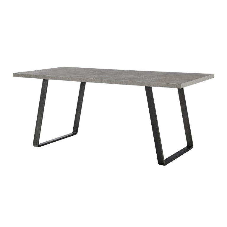 English Elm Palindra Rectangular Dining Table Cement Laminate Top with Sculptural Metal Base Seats Six B2736S00003
