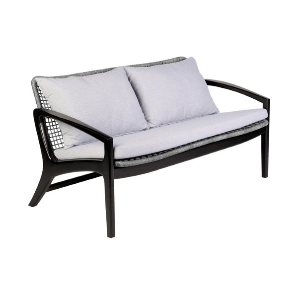 English Elm Liora 4 Piece Eucalyptus Wood Rope Weave Outdoor Patio Set with White Cushions B2736S00011
