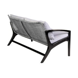 English Elm Liora 4 Piece Eucalyptus Wood Rope Weave Outdoor Patio Set with White Cushions B2736S00011