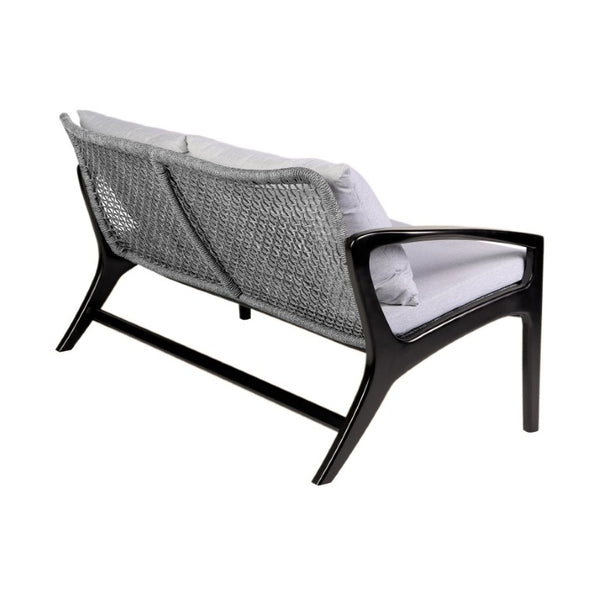 English Elm Liora 4 Piece Eucalyptus Wood Rope Weave Outdoor Patio Set with White Cushions B2736S00011