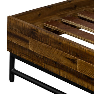 English Elm Dorvelle Solid Acacia Queen Bed Antique Finish Low Profile Headboard Rustic Organic B2736S00019