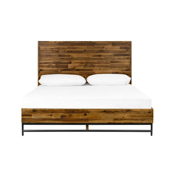 English Elm Dorvelle Solid Acacia Queen Bed Antique Finish Low Profile Headboard Rustic Organic B2736S00019