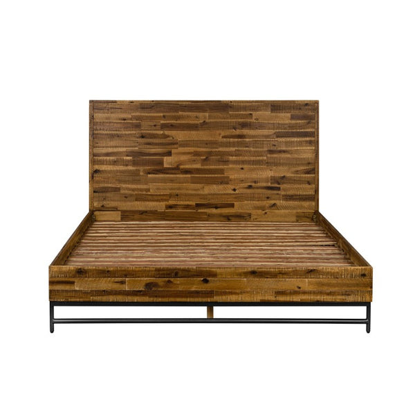 English Elm Dorvelle Solid Acacia Queen Bed Antique Finish Low Profile Headboard Rustic Organic B2736S00019