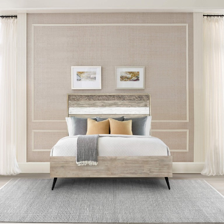 English Elm Beloro Solid Acacia Wood Queen Platform Bed Low Profile Natural Grain Finish B2736S00021