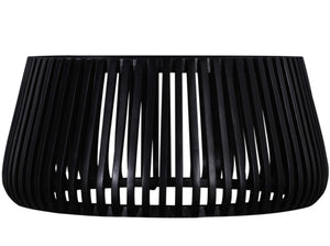 English Elm Modern Mango Wood Round Coffee Table Matte Black Drum Base for Living Room Decor B2741P330123
