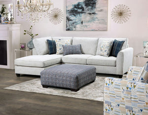 English Elm Square Chenille Ottoman Blue Woven Texture Footrest for Modern Living Room Lounge B2741P355279