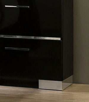 English Elm Black High Gloss Lacquer 5 Drawer Chest with Chrome Hardware for Modern Bedroom B2741P371023