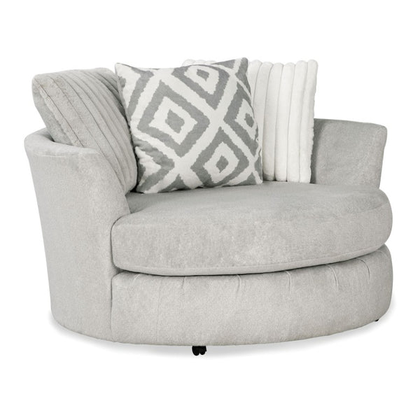 English Elm Transitional Channel Tufted Swivel Chair Gray Chenille Curved Arms for Living Rooms B2741P376930