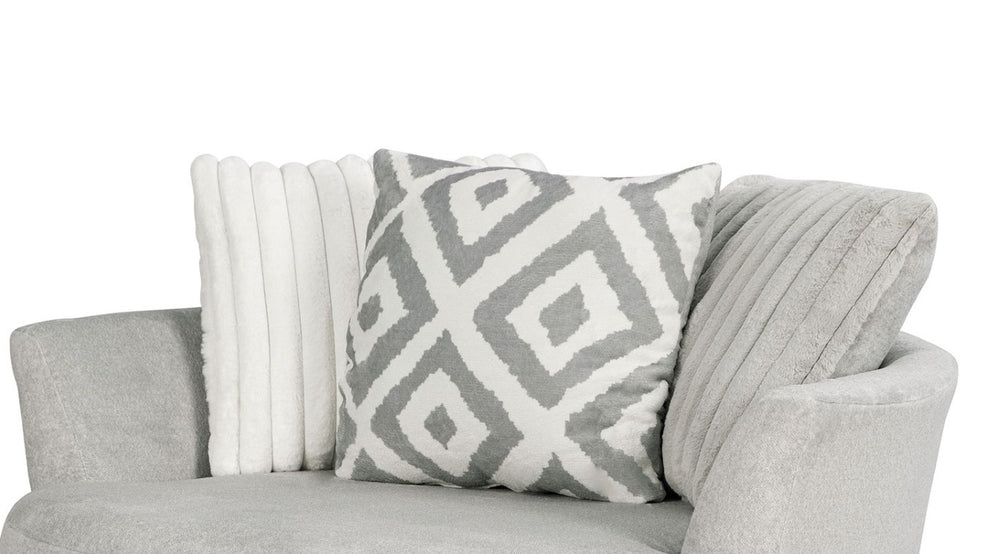 English Elm Transitional Channel Tufted Swivel Chair Gray Chenille Curved Arms for Living Rooms B2741P376930