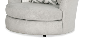 English Elm Transitional Channel Tufted Swivel Chair Gray Chenille Curved Arms for Living Rooms B2741P376930