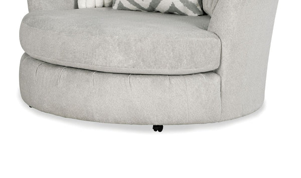 English Elm Transitional Channel Tufted Swivel Chair Gray Chenille Curved Arms for Living Rooms B2741P376930
