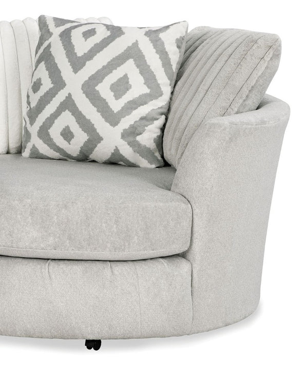 English Elm Transitional Channel Tufted Swivel Chair Gray Chenille Curved Arms for Living Rooms B2741P376930