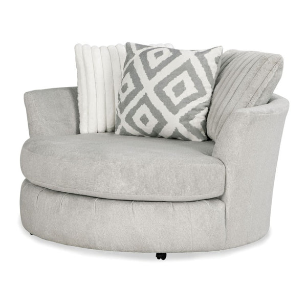 English Elm Transitional Channel Tufted Swivel Chair Gray Chenille Curved Arms for Living Rooms B2741P376930