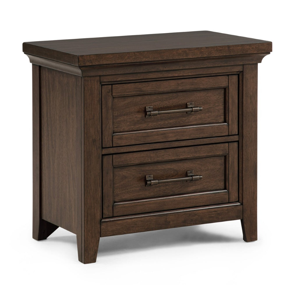 English Elm 1Pc Contemporary Wood Grain Two Drawer Nightstand with Metal Pulls for Modern Bedrooms B2741P504986