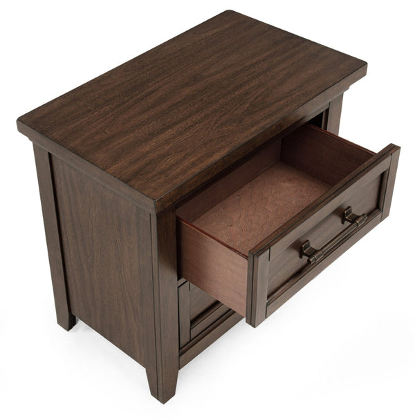 English Elm 1Pc Contemporary Wood Grain Two Drawer Nightstand with Metal Pulls for Modern Bedrooms B2741P504986