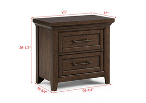 English Elm 1Pc Contemporary Wood Grain Two Drawer Nightstand with Metal Pulls for Modern Bedrooms B2741P504986