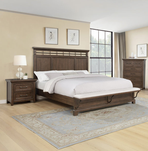 English Elm 1pc Contemporary Six Drawer Tall Chest Warm Brown Finish Bedroom Storage with Metal Pulls B2741P504987