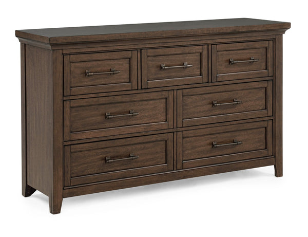 English Elm 1pc Eight Drawer Dresser Warm Brown Wood Finish Metal Pulls Contemporary Bedroom Storage B2741P504988