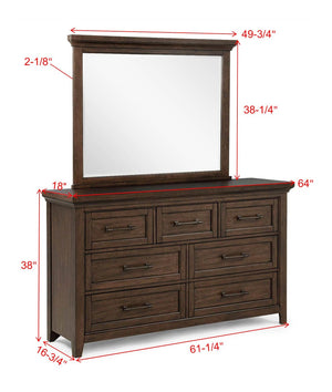 English Elm 1pc Eight Drawer Dresser Warm Brown Wood Finish Metal Pulls Contemporary Bedroom Storage B2741P504988