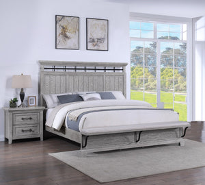 English Elm 1Pc Gray Wood Grain Two Drawer Nightstand with Metal Pulls for Rustic Bedroom B2741P504989