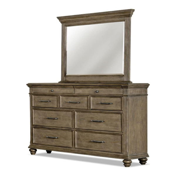 English Elm Traditional Solid Wood Dresser Aged Oak Finish Bun Feet Smooth Glide Bedroom Storage B2741P508555