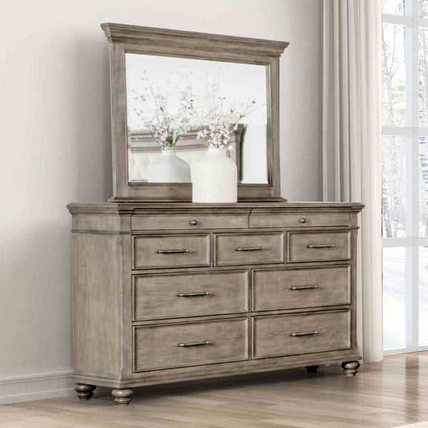 English Elm Traditional Solid Wood Dresser Aged Oak Finish Bun Feet Smooth Glide Bedroom Storage B2741P508555
