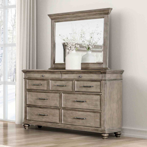 English Elm Traditional Solid Wood Dresser Aged Oak Finish Bun Feet Smooth Glide Bedroom Storage B2741P508555