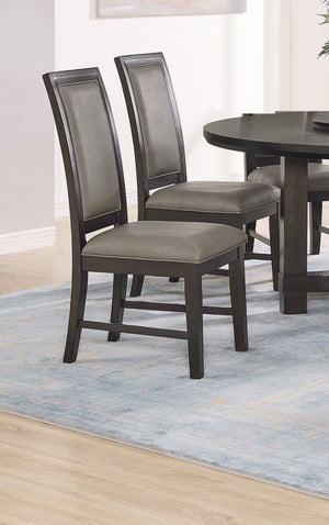 English Elm 2pc High Back Pu Leather Dining Chairs Wooden Frame Transitional Comfort Seating B2741P508557