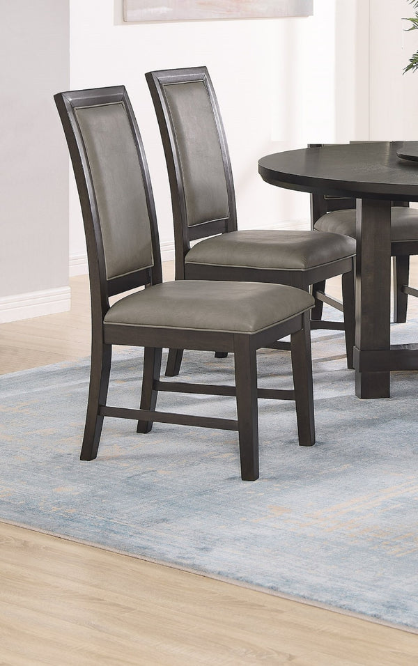 English Elm 2pc High Back Pu Leather Dining Chairs Wooden Frame Transitional Comfort Seating B2741P508557