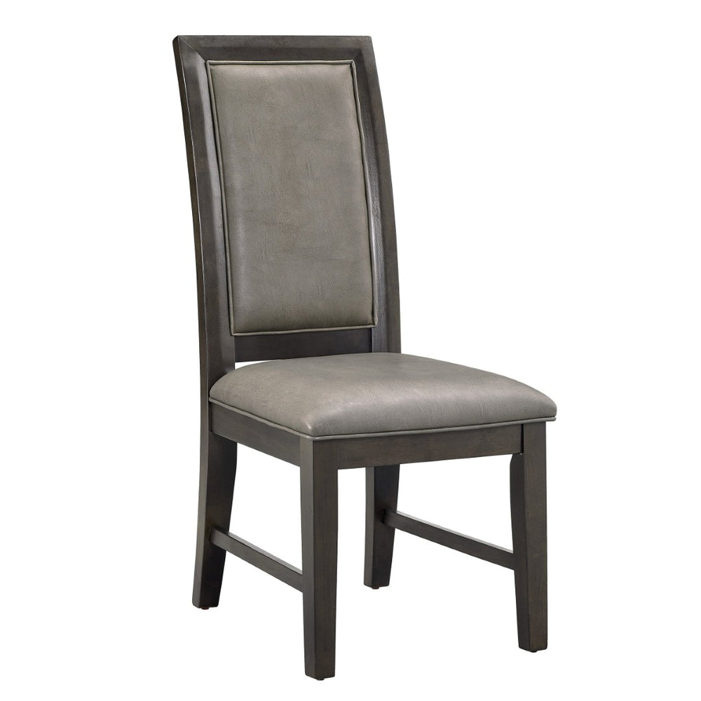English Elm 2pc High Back Pu Leather Dining Chairs Wooden Frame Transitional Comfort Seating B2741P508557